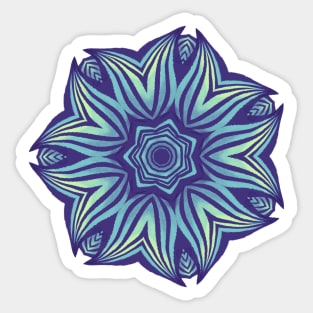 Abstract Flower Mandala Purple Blue Kaleidoscopic Art Sticker